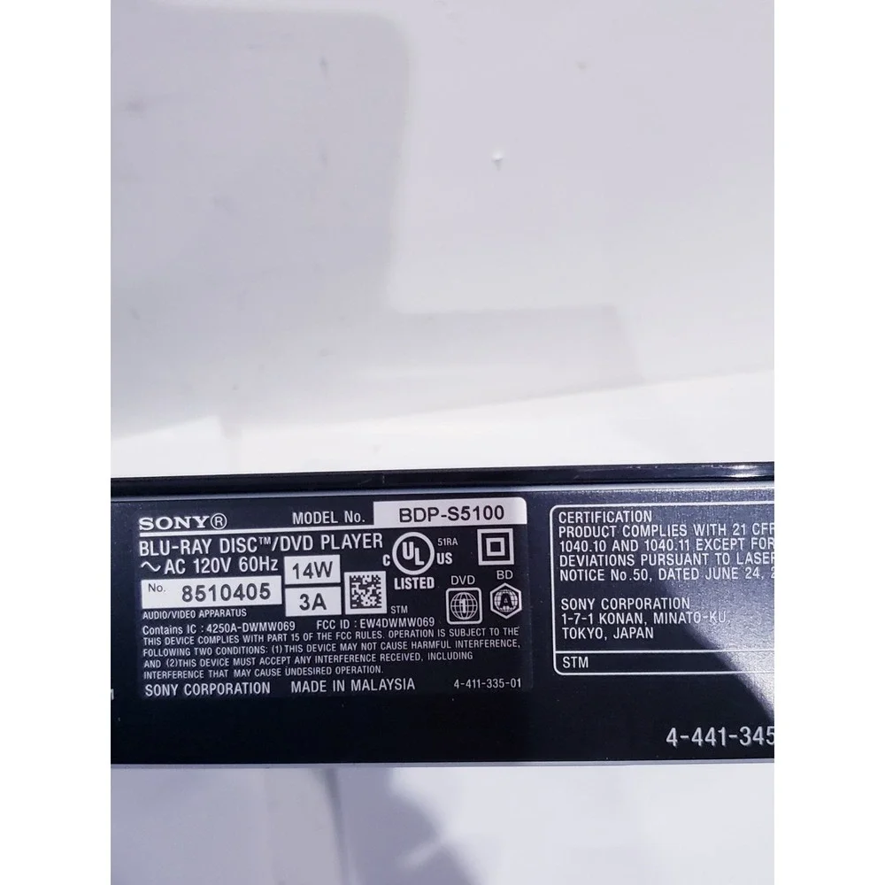 Sony BDP-S5100 3D Smart BluRay DVD Player No Remote - Tested & Working - Picture 2 of 4